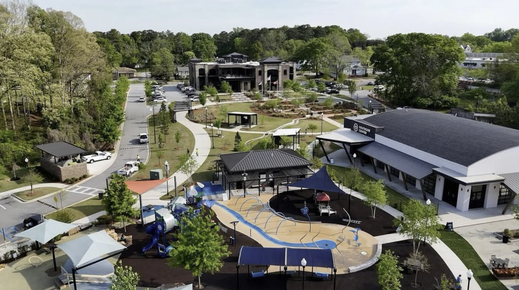 drone view of city park